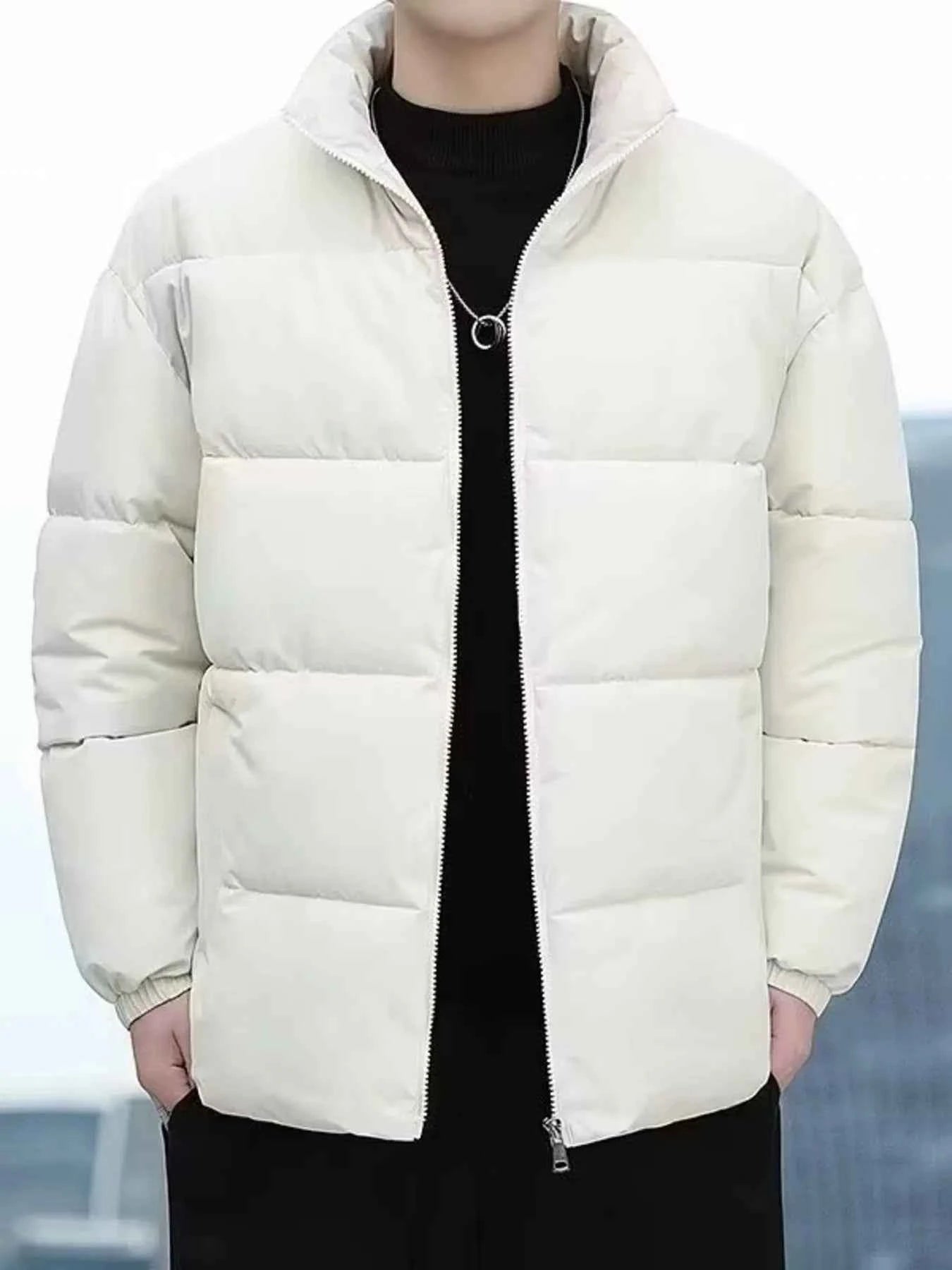Mens Plus Size Quilted Zip Up Winter Coat - Free Shipping - aurelia-clothing-8955