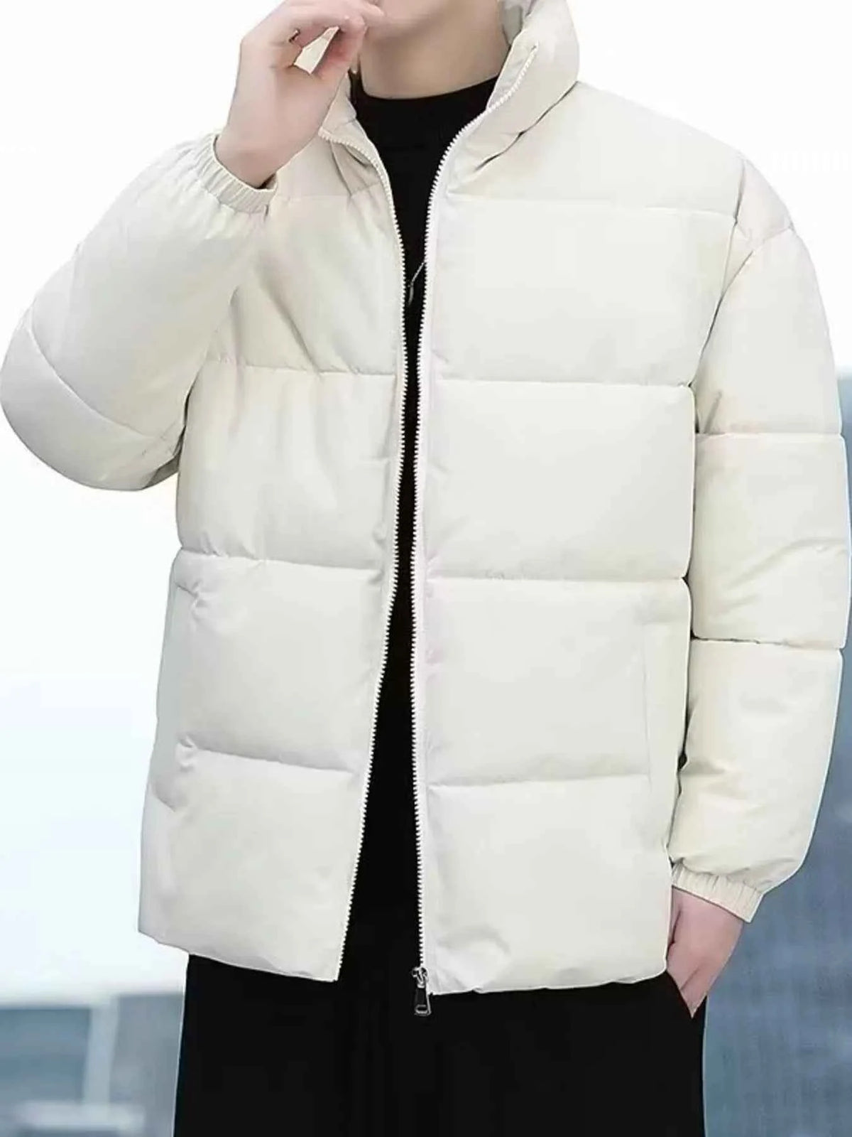Mens Plus Size Quilted Zip Up Winter Coat - Free Shipping - aurelia-clothing-8955