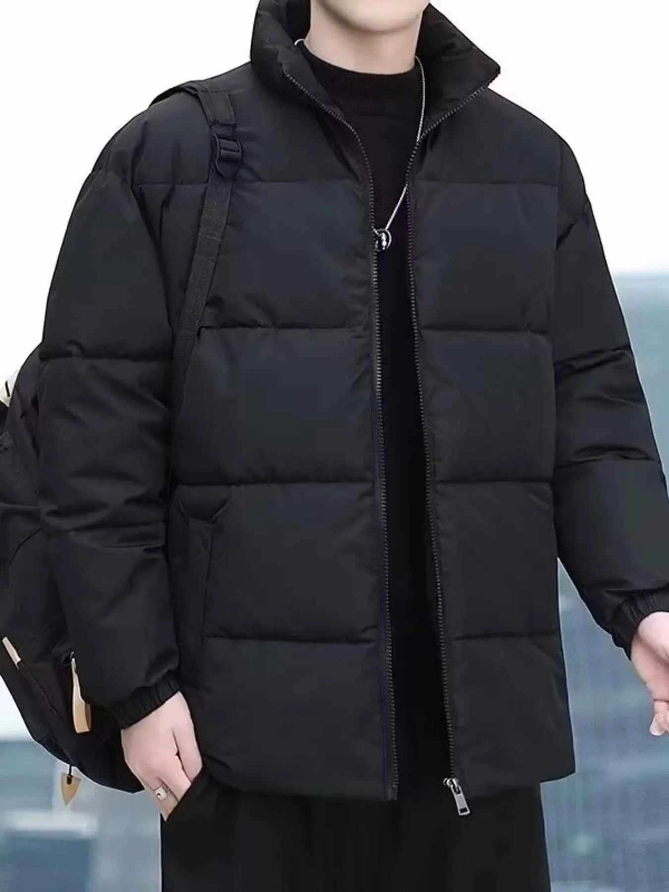 Mens Plus Size Quilted Zip Up Winter Coat - Free Shipping - aurelia-clothing-8955