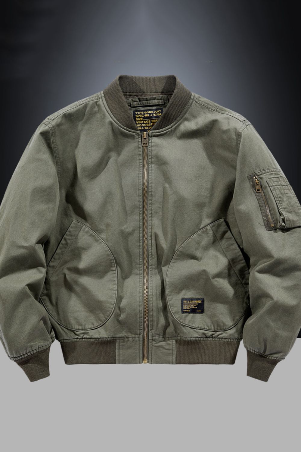Mens Plus Size Zip Up Baseball Collar Bomber Jacket - aurelia-clothing-8955