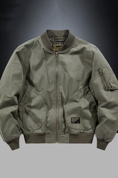 Mens Plus Size Zip Up Baseball Collar Bomber Jacket - aurelia-clothing-8955