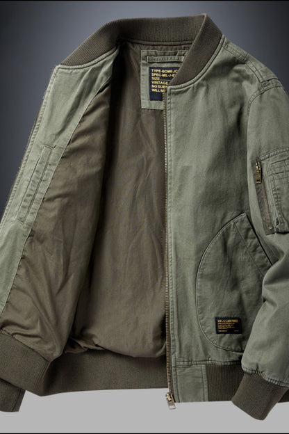 Mens Plus Size Zip Up Baseball Collar Bomber Jacket - aurelia-clothing-8955