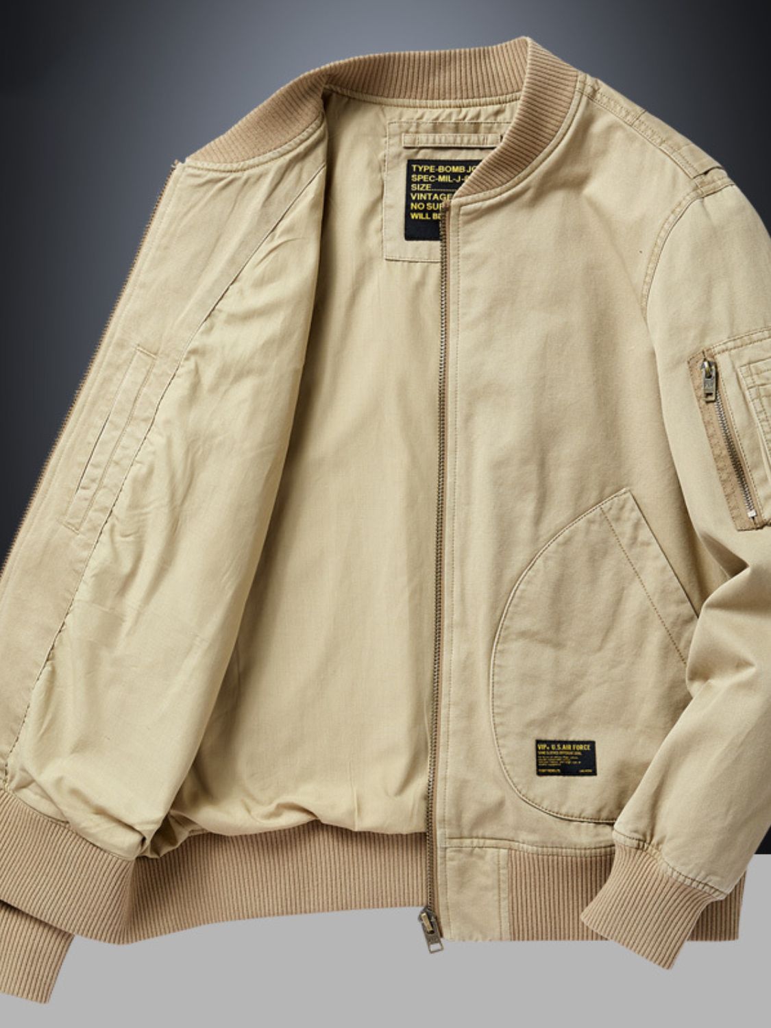Mens Plus Size Zip Up Baseball Collar Bomber Jacket - aurelia-clothing-8955