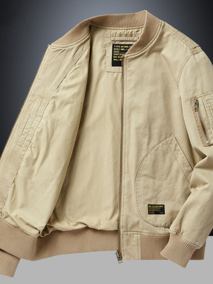 Mens Plus Size Zip Up Baseball Collar Bomber Jacket - aurelia-clothing-8955