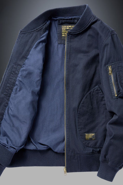 Mens Plus Size Zip Up Baseball Collar Bomber Jacket - aurelia-clothing-8955