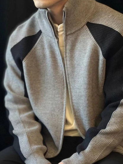 Mens Plus Size Zip Up Long Sleeve Cardigan - Free Shipping - aurelia-clothing-8955