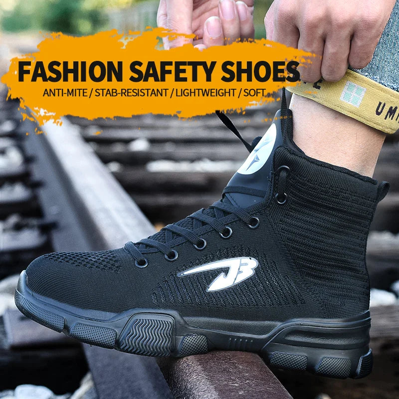 Men‘s Safety Shoes Steel Toe Work Boots Lightweight Puncture Proof Work Shoes Breathable Fashion Sneakers - Free Shipping - aurelia-clothing-8955