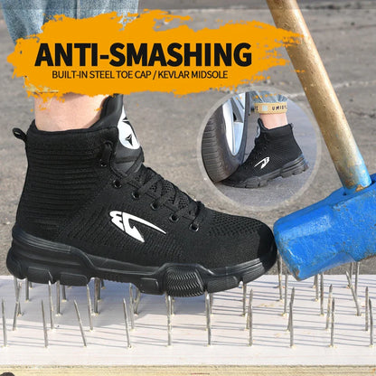 Men‘s Safety Shoes Steel Toe Work Boots Lightweight Puncture Proof Work Shoes Breathable Fashion Sneakers - Free Shipping - aurelia-clothing-8955