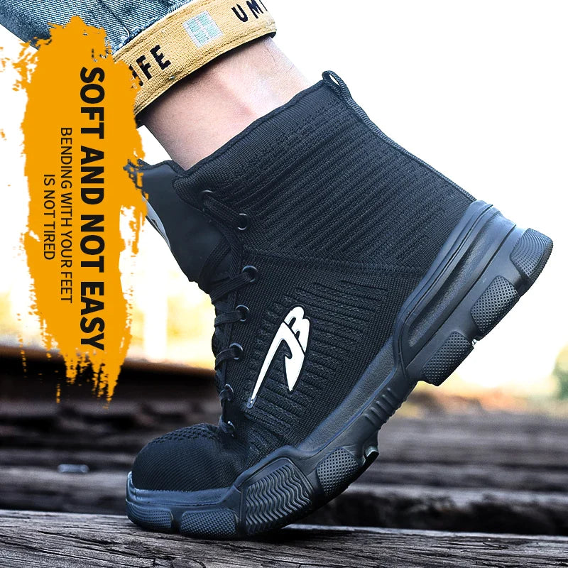 Men‘s Safety Shoes Steel Toe Work Boots Lightweight Puncture Proof Work Shoes Breathable Fashion Sneakers - Free Shipping - aurelia-clothing-8955