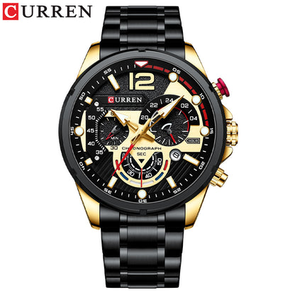 Mens Watch Calendar Mens Watch Six-pin Steel Band Watch Quartz Watch Sports Mens Watch - Free Shipping - aurelia-clothing-8955