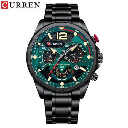 Mens Watch Calendar Mens Watch Six-pin Steel Band Watch Quartz Watch Sports Mens Watch - Free Shipping - aurelia-clothing-8955