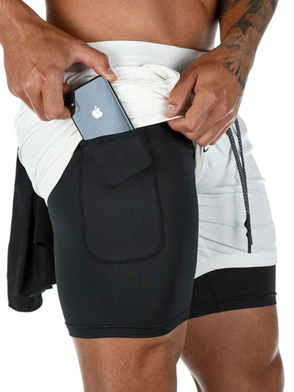 Mens athleisure fake two-piece shorts - Free Shipping - aurelia-clothing-8955
