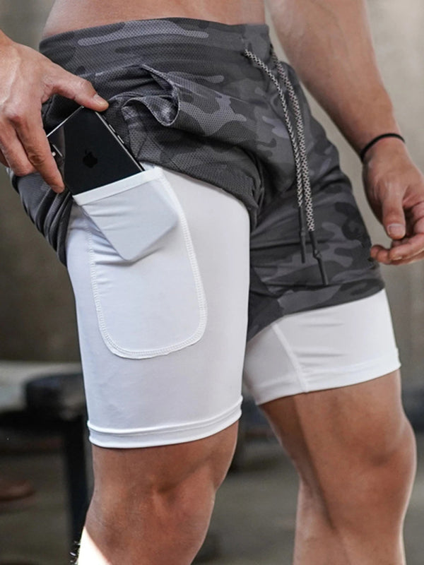 Mens athleisure fake two-piece shorts - Free Shipping - aurelia-clothing-8955