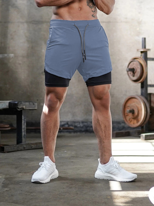 Mens athleisure fake two-piece shorts - Free Shipping - aurelia-clothing-8955