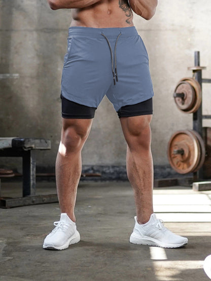 Mens athleisure fake two-piece shorts - Free Shipping - aurelia-clothing-8955