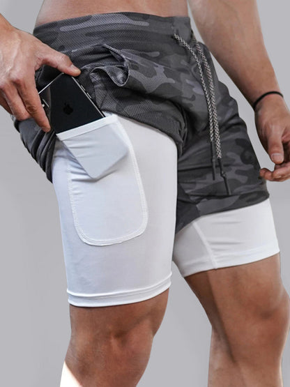 Mens athleisure fake two-piece shorts - Free Shipping - aurelia-clothing-8955