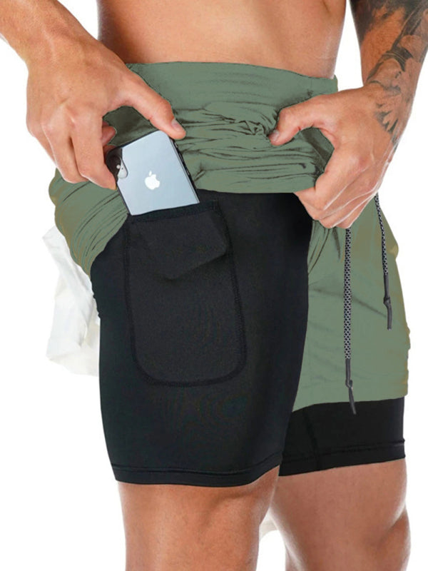 Mens athleisure fake two-piece shorts - Free Shipping - aurelia-clothing-8955