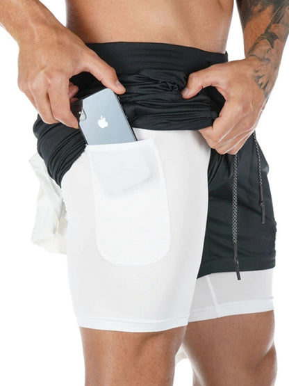 Mens athleisure fake two-piece shorts - Free Shipping - aurelia-clothing-8955