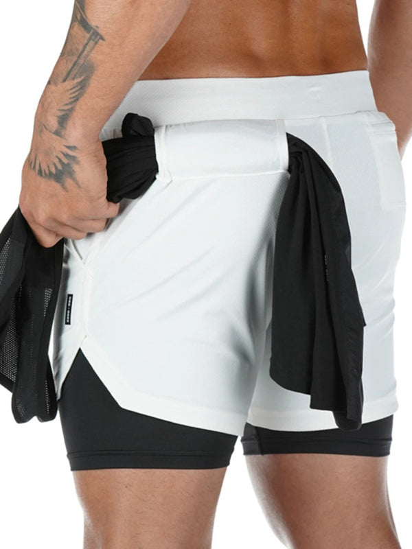 Mens athleisure fake two-piece shorts - Free Shipping - aurelia-clothing-8955