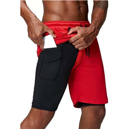 Mens music shorts 2 in 1 running shorts security pockets shorts quick drying sports shorts built-in pockets hip zipper pockets - Free Shipping - aurelia-clothing-8955