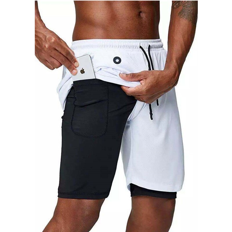 Mens music shorts 2 in 1 running shorts security pockets shorts quick drying sports shorts built-in pockets hip zipper pockets - Free Shipping - aurelia-clothing-8955