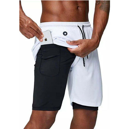 Mens music shorts 2 in 1 running shorts security pockets shorts quick drying sports shorts built-in pockets hip zipper pockets - Free Shipping - aurelia-clothing-8955