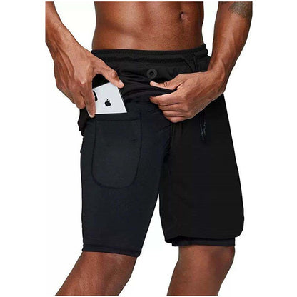 Mens music shorts 2 in 1 running shorts security pockets shorts quick drying sports shorts built-in pockets hip zipper pockets - Free Shipping - aurelia-clothing-8955