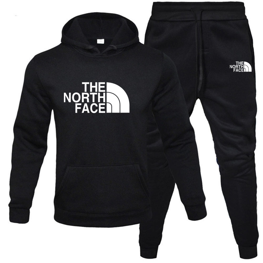 Mens pullover with fleece hoodie sweatshirt set printed casual sports set - Free Shipping - aurelia-clothing-8955
