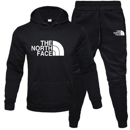 Mens pullover with fleece hoodie sweatshirt set printed casual sports set - Free Shipping - aurelia-clothing-8955