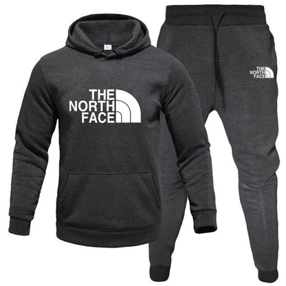 Mens pullover with fleece hoodie sweatshirt set printed casual sports set - Free Shipping - aurelia-clothing-8955