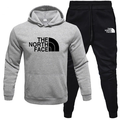 Mens pullover with fleece hoodie sweatshirt set printed casual sports set - Free Shipping - aurelia-clothing-8955