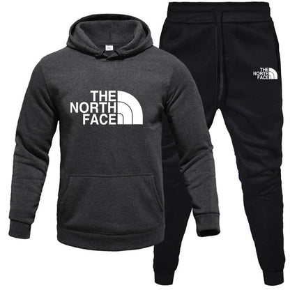 Mens pullover with fleece hoodie sweatshirt set printed casual sports set - Free Shipping - aurelia-clothing-8955