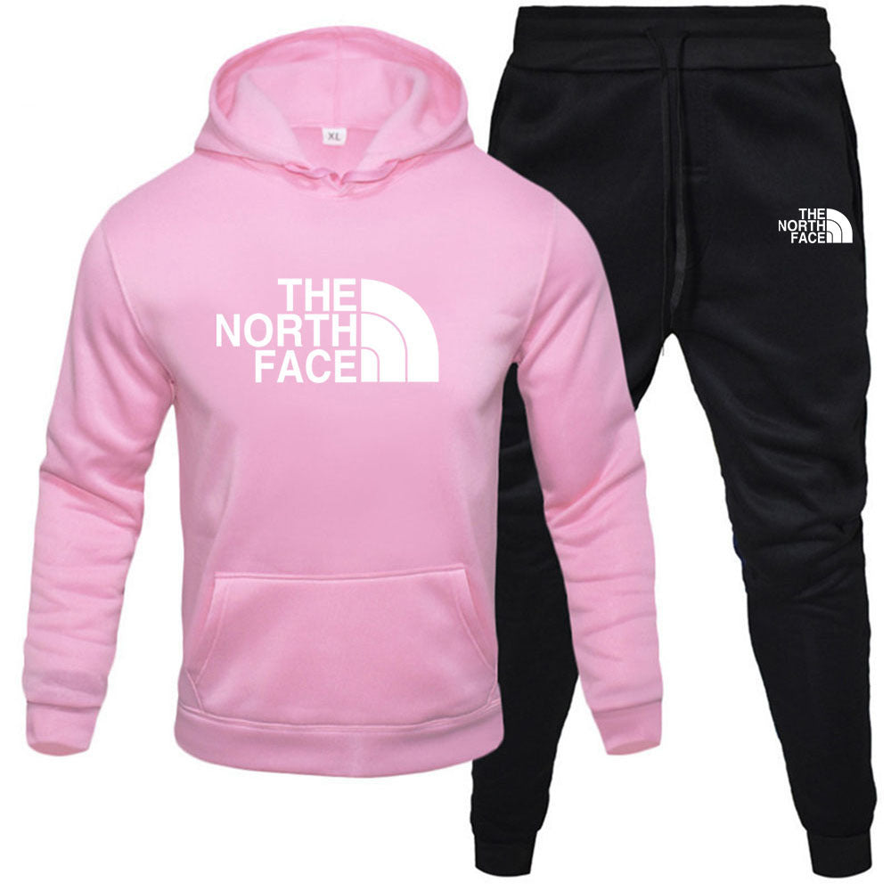 Mens pullover with fleece hoodie sweatshirt set printed casual sports set - Free Shipping - aurelia-clothing-8955