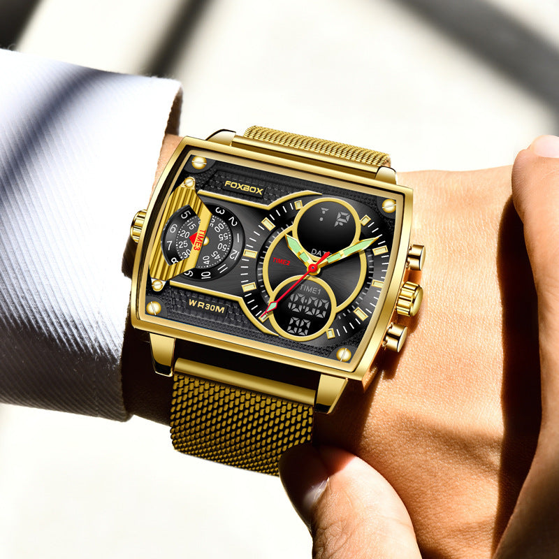 Mens quartz electronic dual-display waterproof and luminous watch-Free Shipping - aurelia-clothing-8955