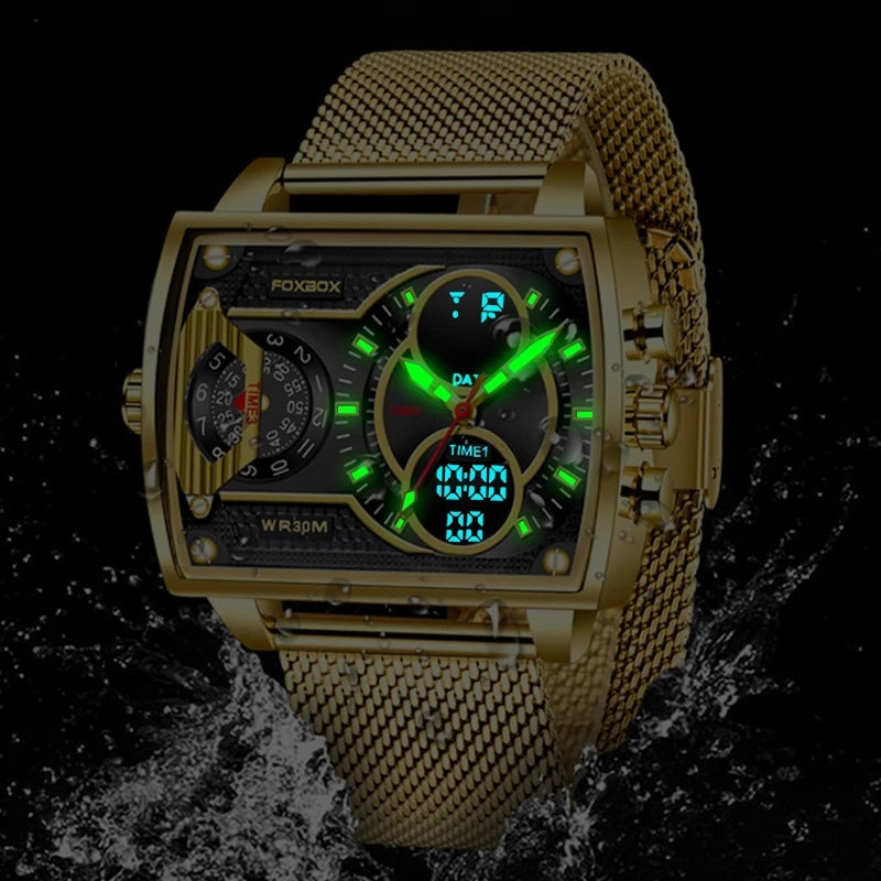 Mens quartz electronic dual-display waterproof and luminous watch-Free Shipping - aurelia-clothing-8955