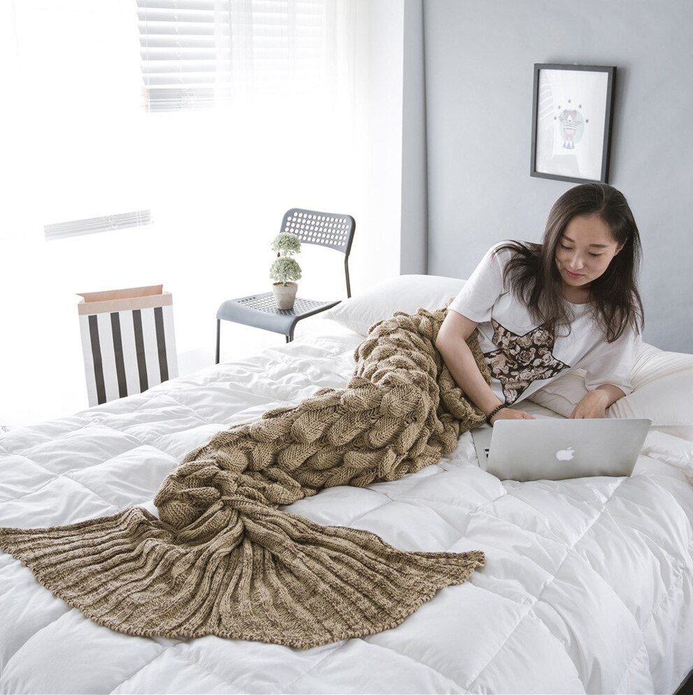 Mermaid Blankets Knitting Fish Tai-Free Shipping - aurelia-clothing-8955