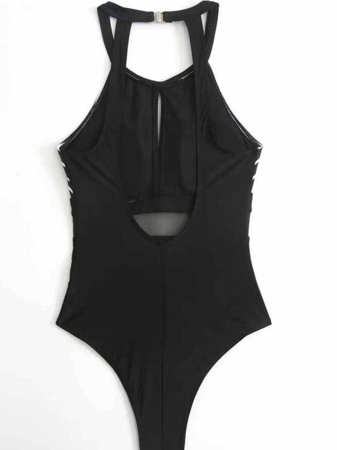 Mesh Detail Backless Striped One-Piece Swimsuit - Free Shipping - aurelia-clothing-8955