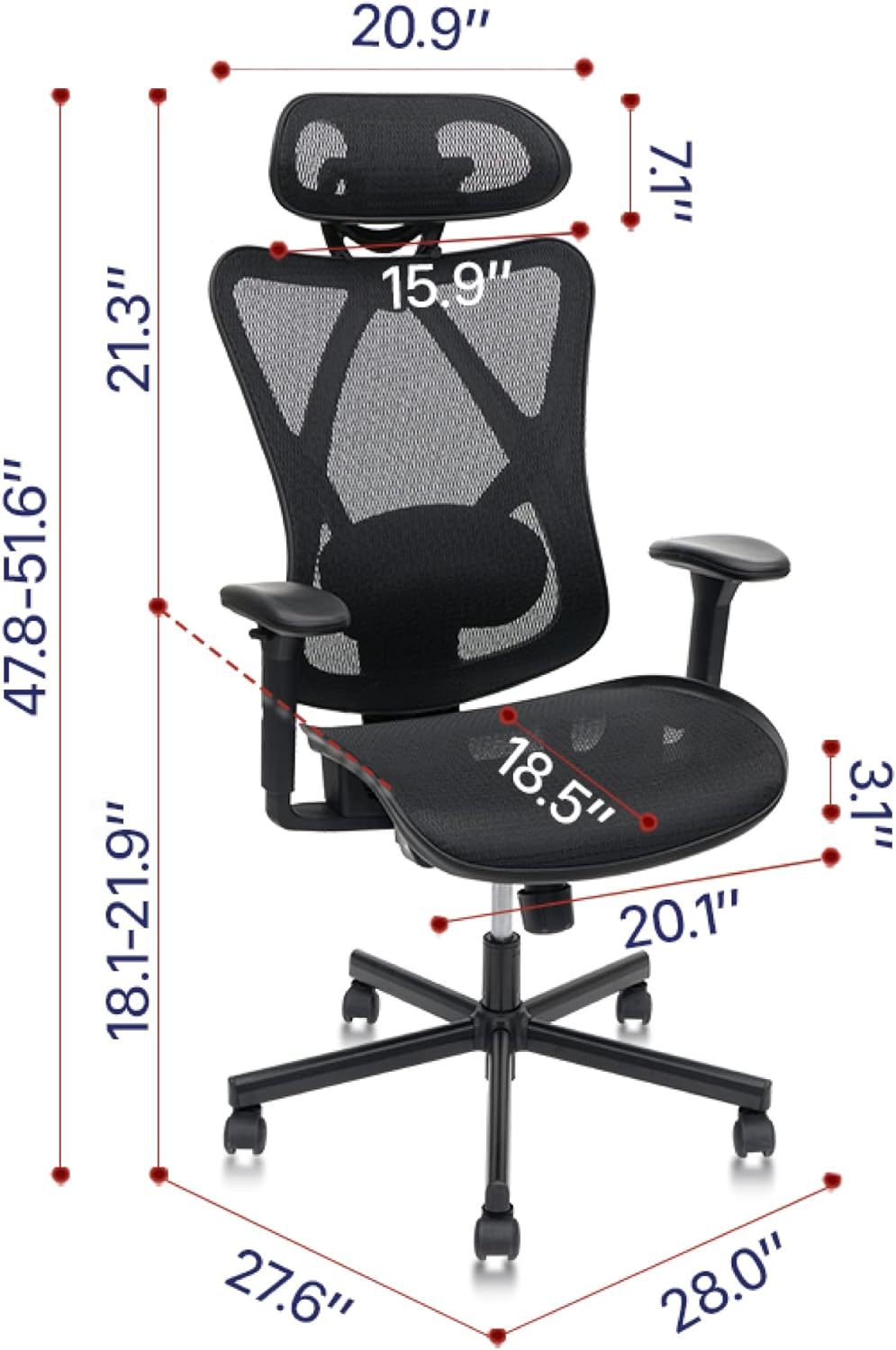 Mesh Office Chair,Ergonomic Office Chairs-Free Shipping - aurelia-clothing-8955