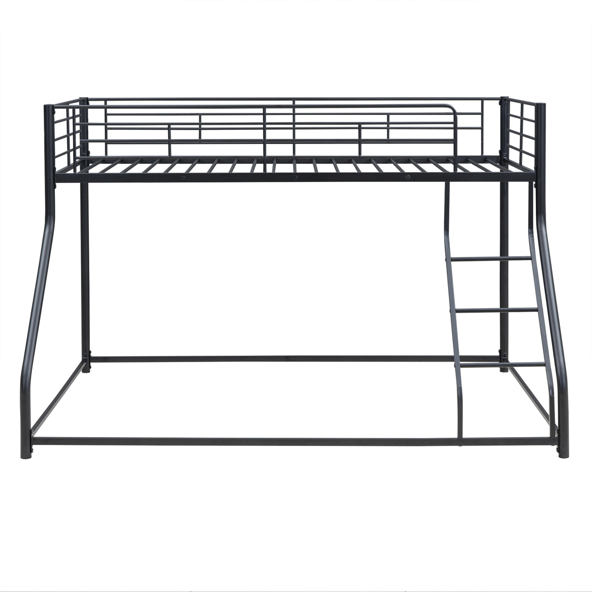 Metal Floor Bunk Bed, Twin XL over Queen, Black-Free Shipping - aurelia-clothing-8955