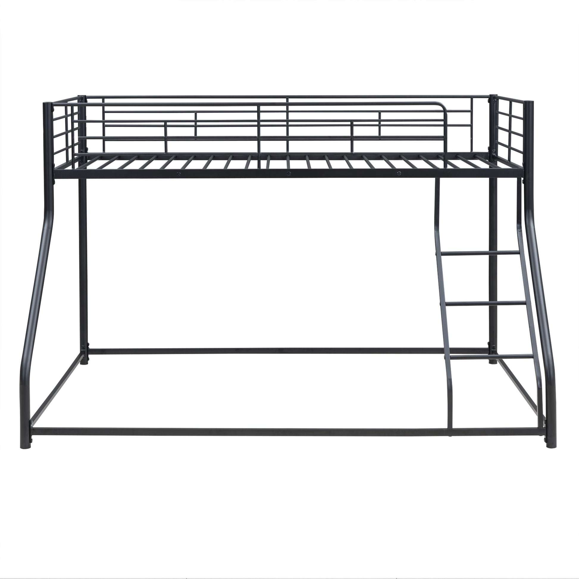 Metal Floor Bunk Bed, Twin XL over Queen, Black-Free Shipping - aurelia-clothing-8955