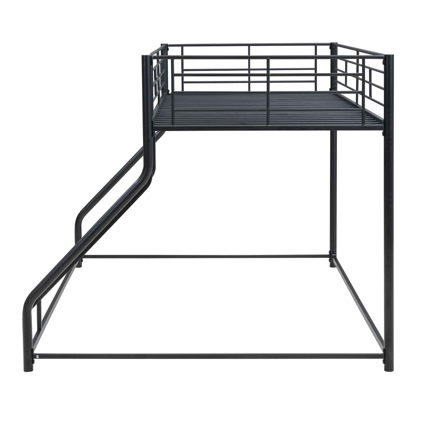 Metal Floor Bunk Bed, Twin XL over Queen, Black-Free Shipping - aurelia-clothing-8955