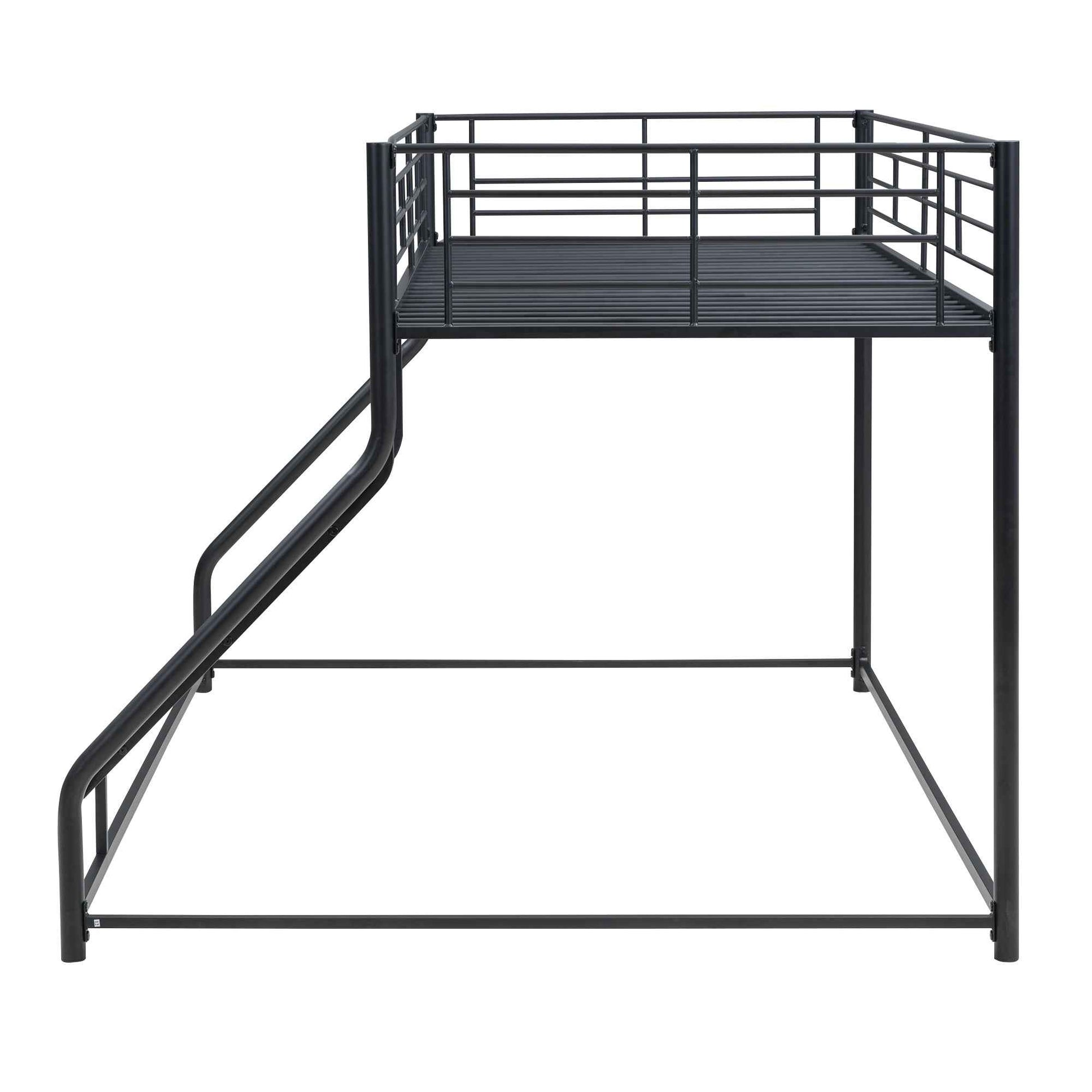 Metal Floor Bunk Bed, Twin XL over Queen, Black-Free Shipping - aurelia-clothing-8955
