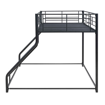 Metal Floor Bunk Bed, Twin XL over Queen, Black-Free Shipping - aurelia-clothing-8955