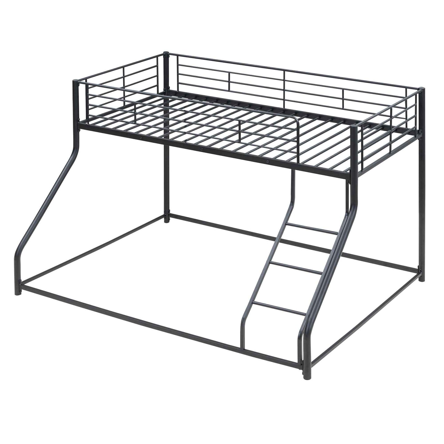 Metal Floor Bunk Bed, Twin XL over Queen, Black-Free Shipping - aurelia-clothing-8955