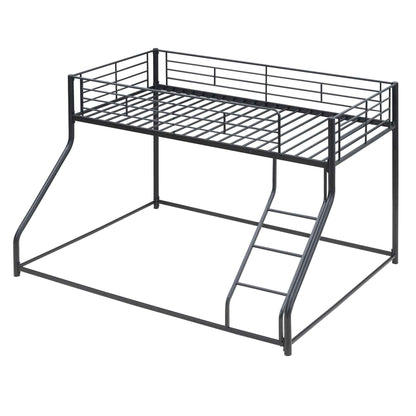 Metal Floor Bunk Bed, Twin XL over Queen, Black-Free Shipping - aurelia-clothing-8955