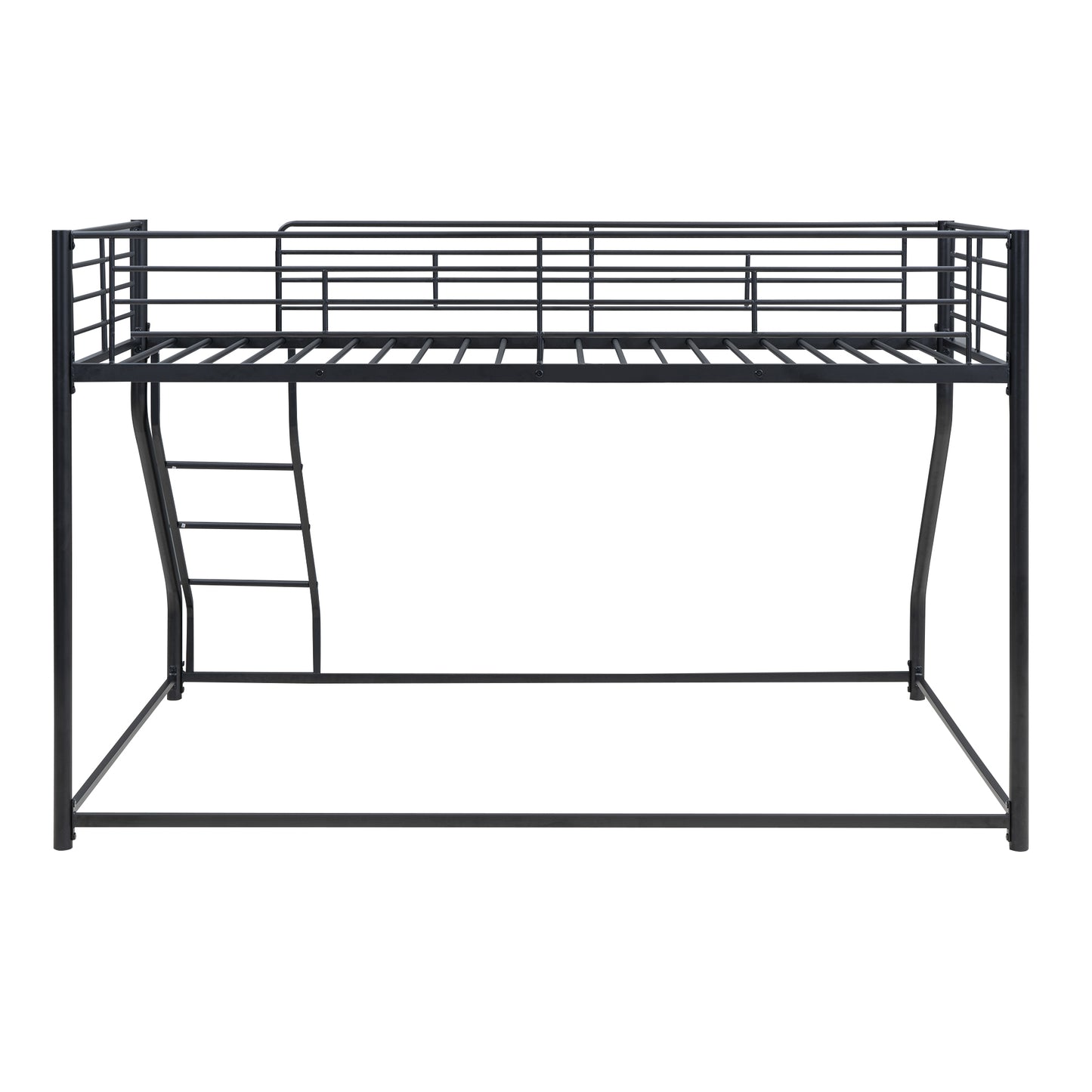 Metal Floor Bunk Bed, Twin XL over Queen, Black-Free Shipping - aurelia-clothing-8955