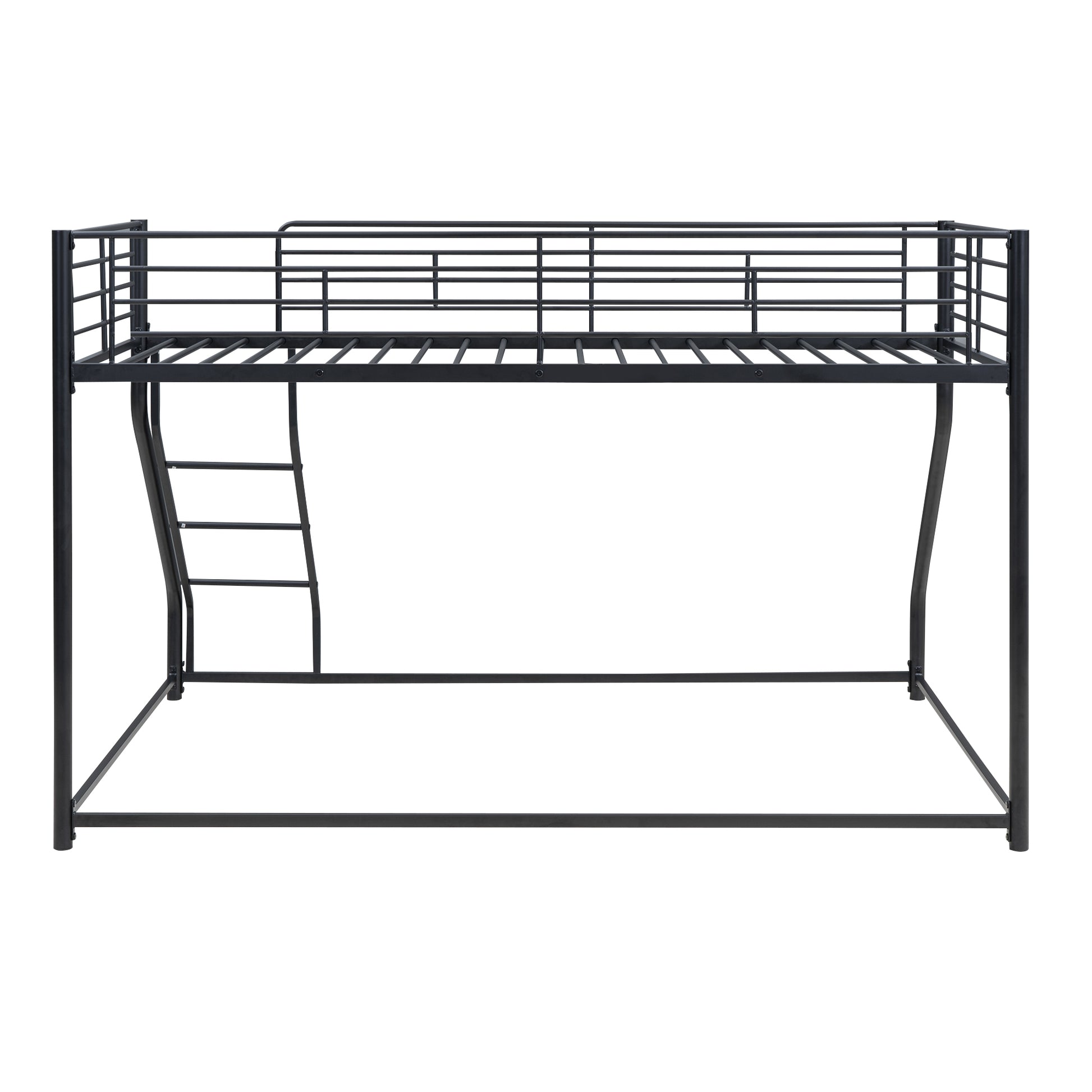 Metal Floor Bunk Bed, Twin XL over Queen, Black-Free Shipping - aurelia-clothing-8955
