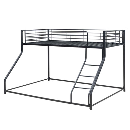 Metal Floor Bunk Bed, Twin XL over Queen, Black-Free Shipping - aurelia-clothing-8955