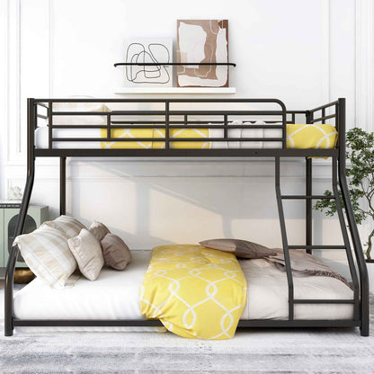 Metal Floor Bunk Bed, Twin XL over Queen, Black-Free Shipping - aurelia-clothing-8955