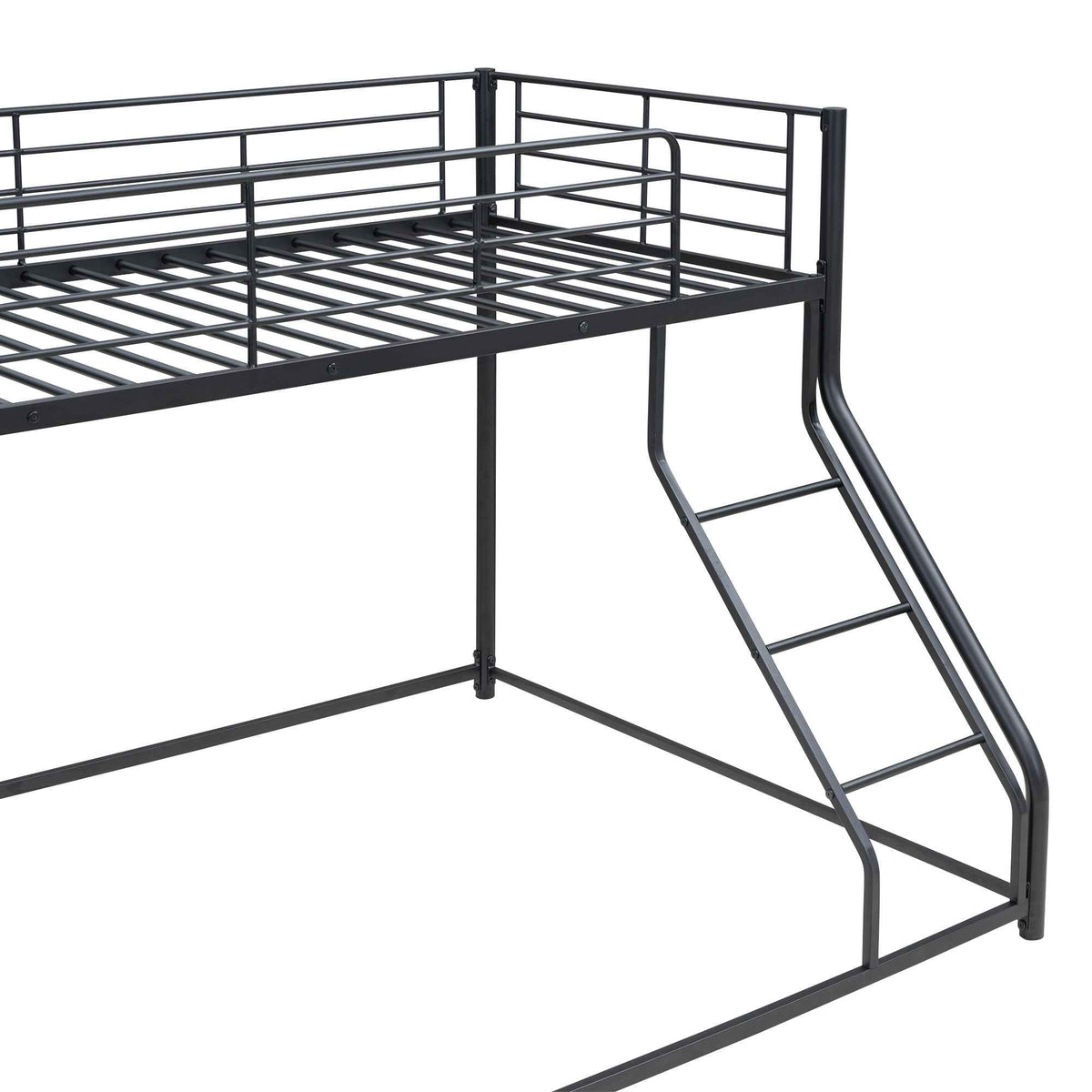 Metal Floor Bunk Bed, Twin XL over Queen, Black-Free Shipping - aurelia-clothing-8955